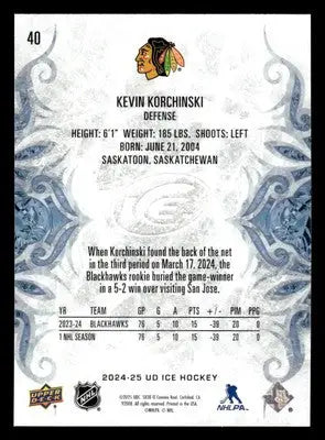 2024-25 Upper Deck Ice #40 Kevin Korchinski - Hockey Card Single