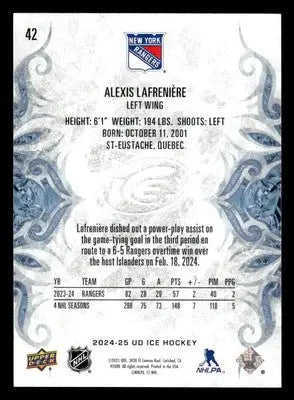 2024-25 Upper Deck Ice #42 Alexis Lafreniere - Hockey Card Single