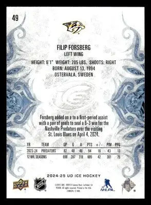 2024-25 Upper Deck Ice #49 Filip Forsberg - Hockey Card Single