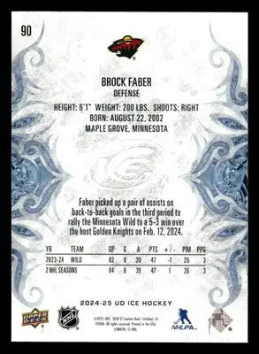 2024-25 Upper Deck Ice #90 Brock Faber - Hockey Card Single