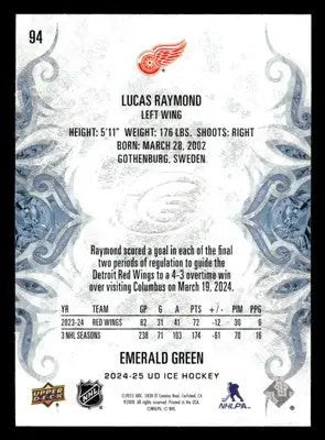 2024-25 Upper Deck Ice #94 Lucas Raymond Emerald Green - Hockey Card Single