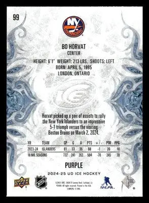 2024-25 Upper Deck Ice #99 Bo Horvat Purple - Hockey Card Single