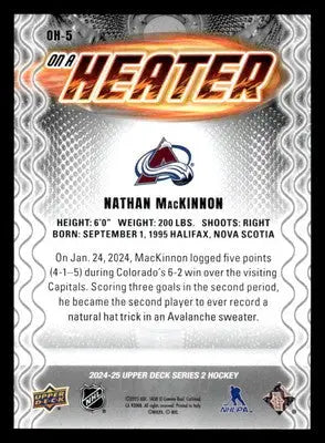 2024-25 Upper Deck #OH-5 Nathan MacKinnon On a Heater - Hockey Card Single