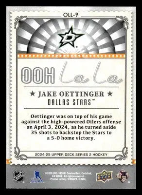 2024-25 Upper Deck #OLL-9 Jake Oettinger Ooh La La - Hockey Card Single