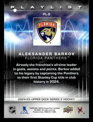 2024-25 Upper Deck #PL-9 Aleksander Barkov Playlist - Hockey Card Single