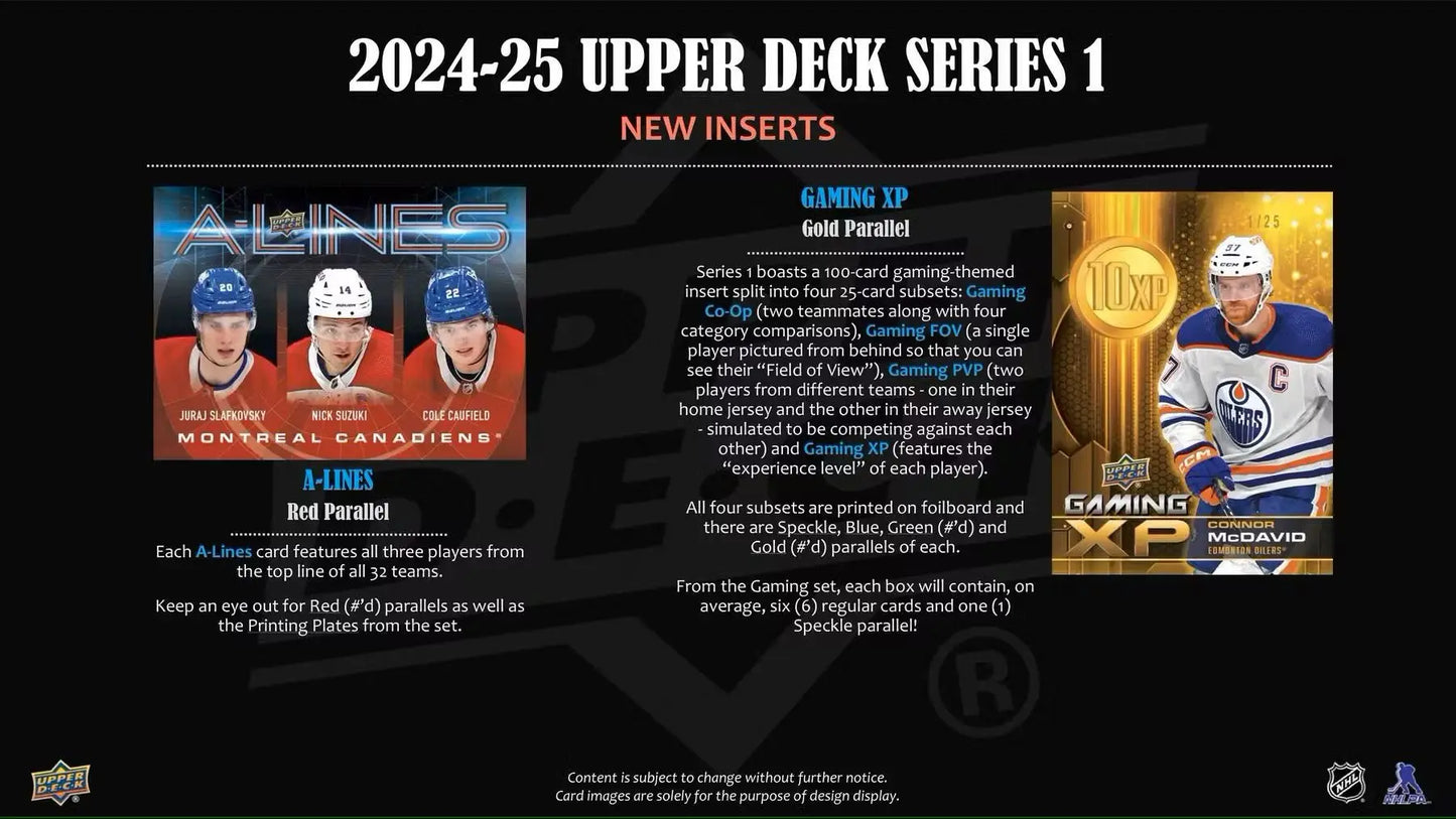2024-25 Upper Deck Series 1 Hockey Hobby Box - Sports Card Hobby Boxes