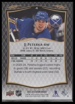 2024-25 Upper Deck Stature JJ Peterka #4 2023-24 Update - Base Buffalo Sabres