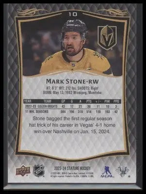 2024-25 Upper Deck Stature Mark Stone #10 2023-24 Base Golden Knights - Hockey Card Single
