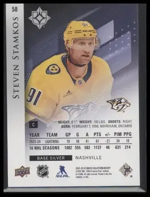 2024-25 Upper Deck Ultimate Collection Steven Stamkos #58 #/149 Predators