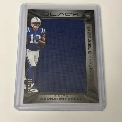 Football trading card featuring Adonai Mitchell with jersey swatch from 2024 ADONAI MITCHELL LOT x11