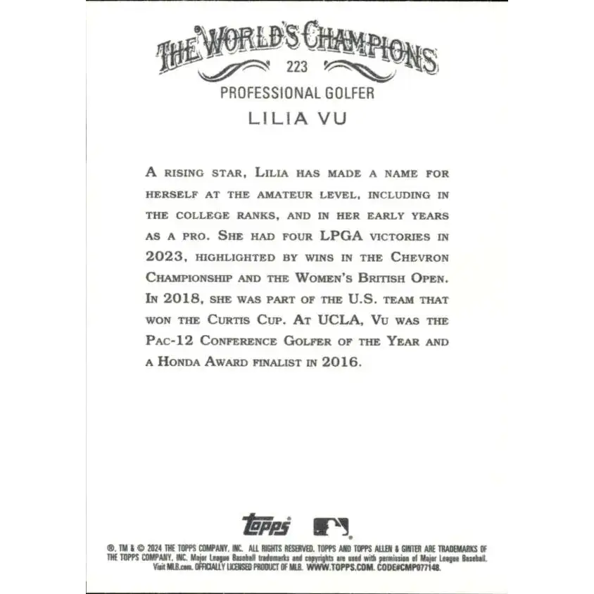 2024 Allen & Ginter #223 Lilia Vu NM-MT Non-Baseball Baseball Card - Baseball Card Single