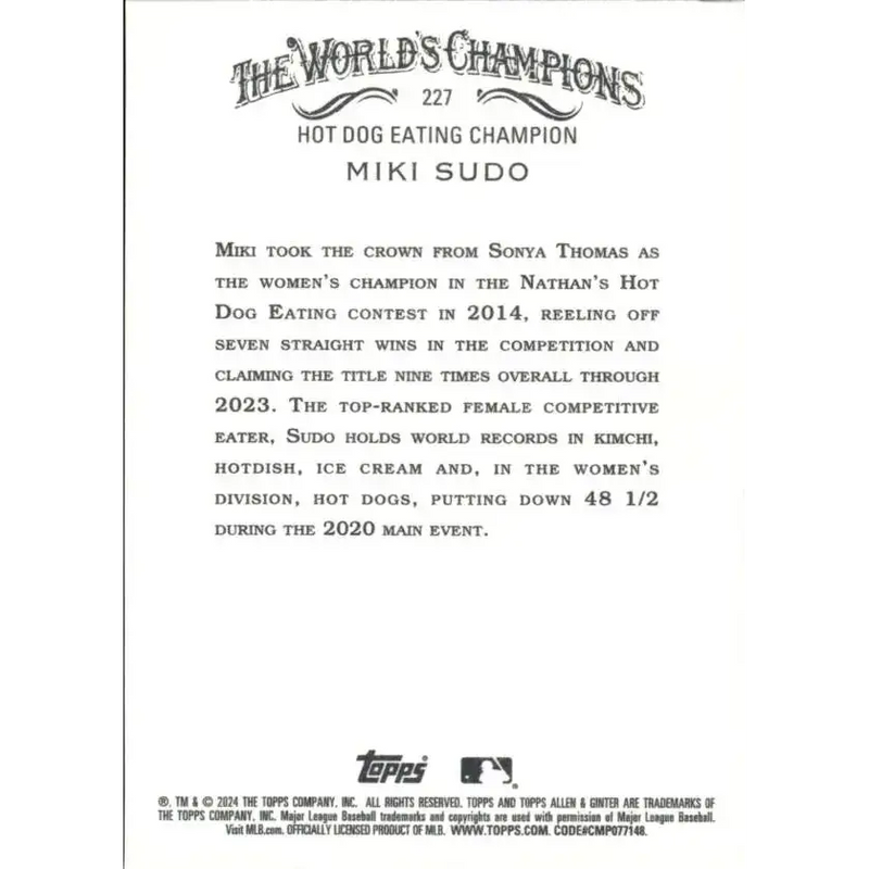 2024 Allen & Ginter #227 Miki Sudo NM-MT Non-Baseball Baseball Card - Baseball Card Single