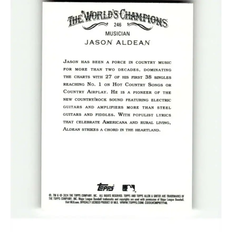 2024 Allen & Ginter #246 Jason Aldean NM-MT Non-Baseball Baseball Card - Baseball Card Single