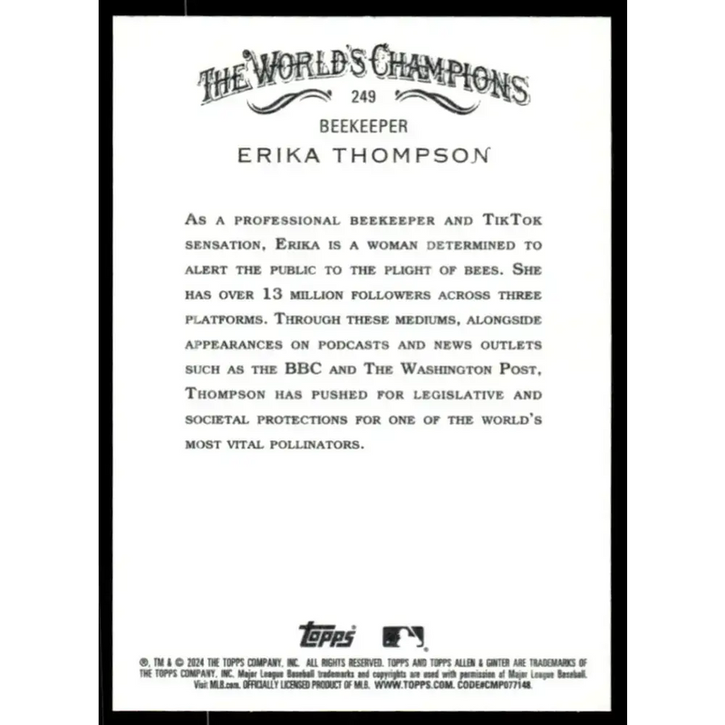 2024 Allen & Ginter #249 Erika Thompson NM-MT Non-Baseball Baseball Card - Baseball Card Single