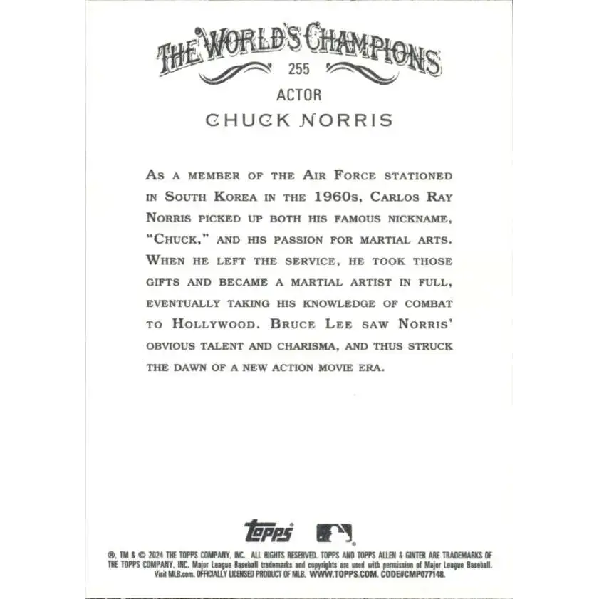 2024 Allen & Ginter #255 Chuck Norris NM-MT Non-Baseball Baseball Card - Baseball Card Single