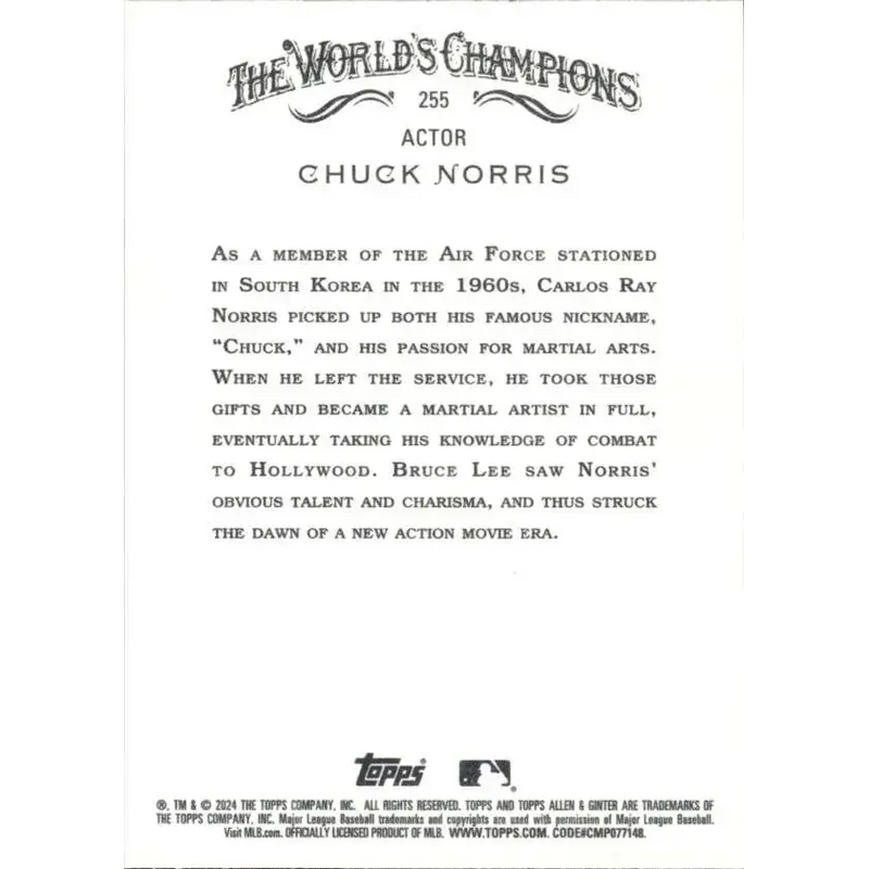 2024 Allen & Ginter #255 Chuck Norris NM-MT Non-Baseball Baseball Card - Baseball Card Single