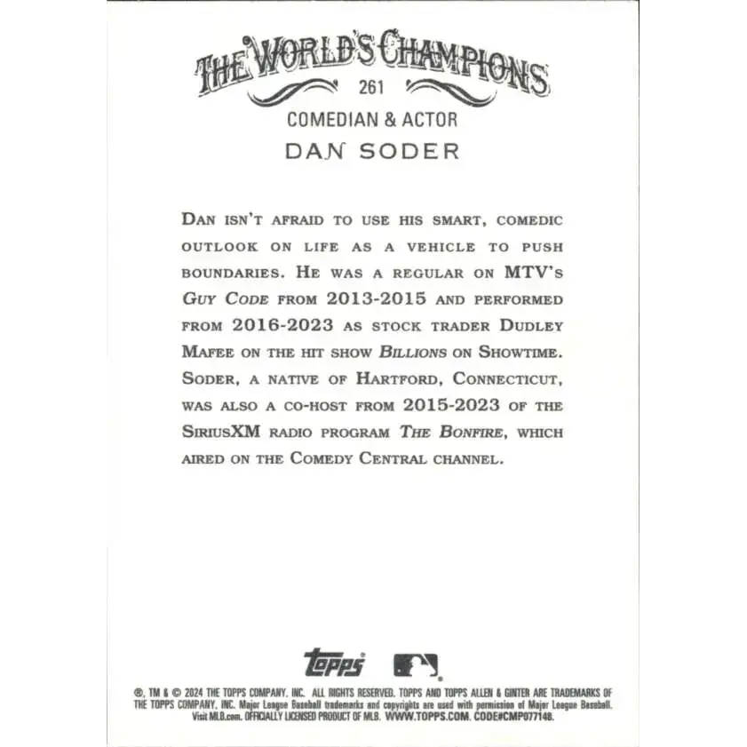 2024 Allen & Ginter #261 Dan Soder NM-MT Non-Baseball Baseball Card - Baseball Card Single
