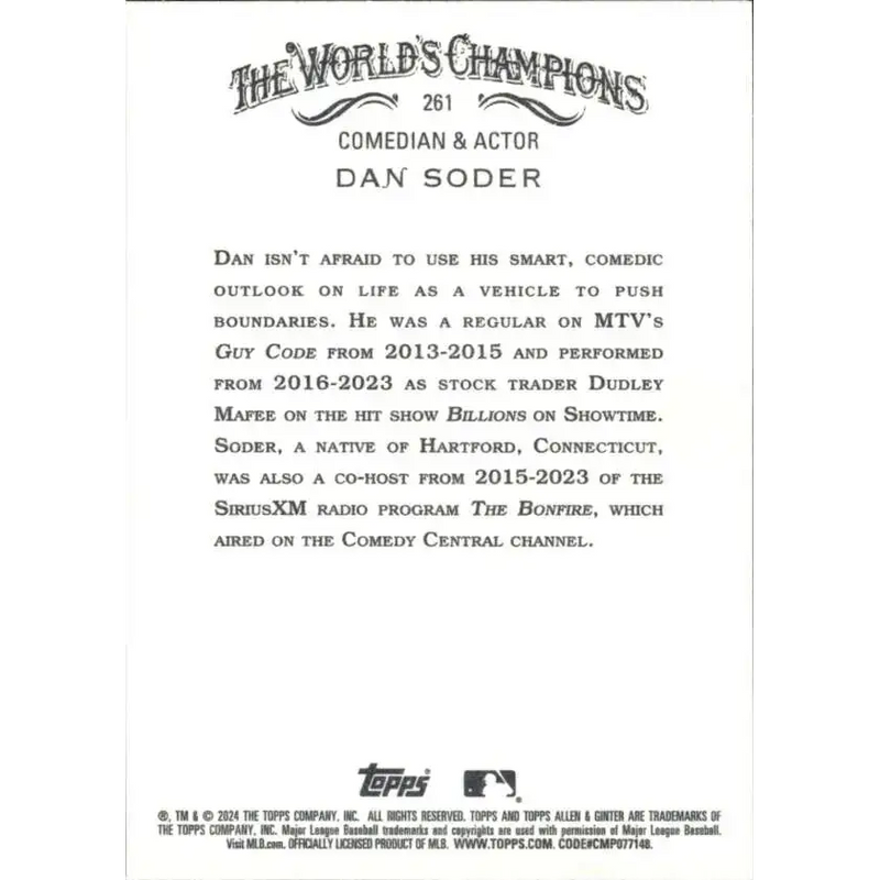 2024 Allen & Ginter #261 Dan Soder NM-MT Non-Baseball Baseball Card - Baseball Card Single