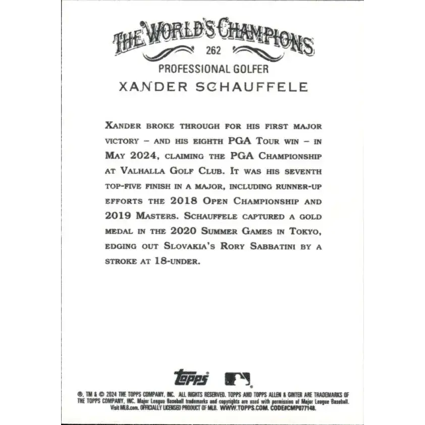2024 Allen & Ginter #262 Xander Schauffele NM-MT Non-Baseball Baseball Card - Baseball Card Single