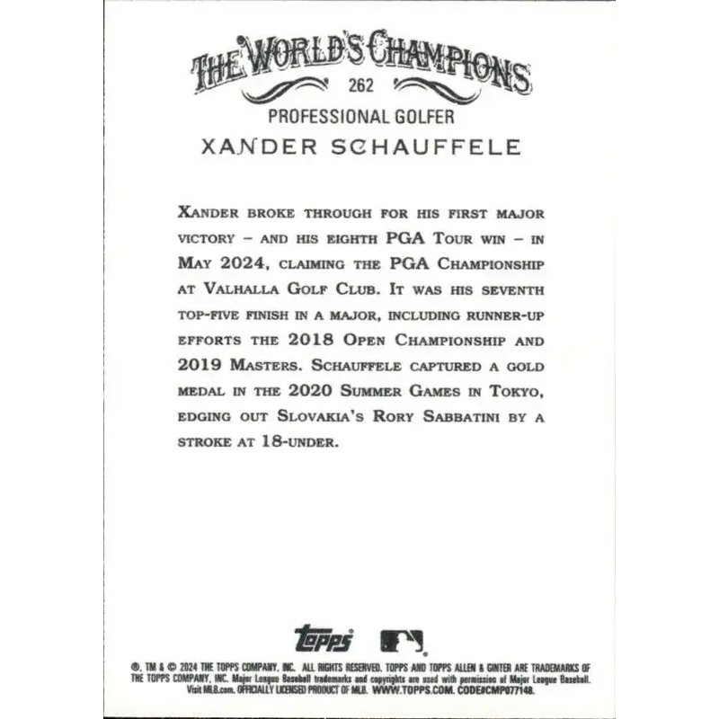 2024 Allen & Ginter #262 Xander Schauffele NM-MT Non-Baseball Baseball Card - Baseball Card Single