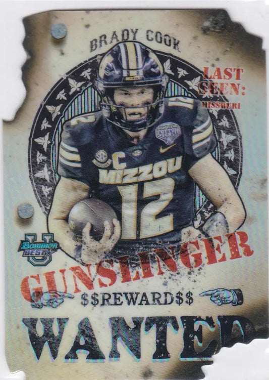Vintage-style Wanted poster of Brady Cook Gunslinger in jersey 12 for Best U Chrome