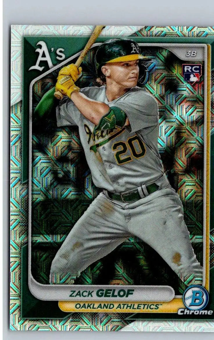 Zack Gelof baseball card from 2024 Bowman Chrome Mojo Refractors series