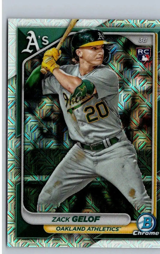 Zack Gelof baseball card from 2024 Bowman Chrome Mojo Refractors series
