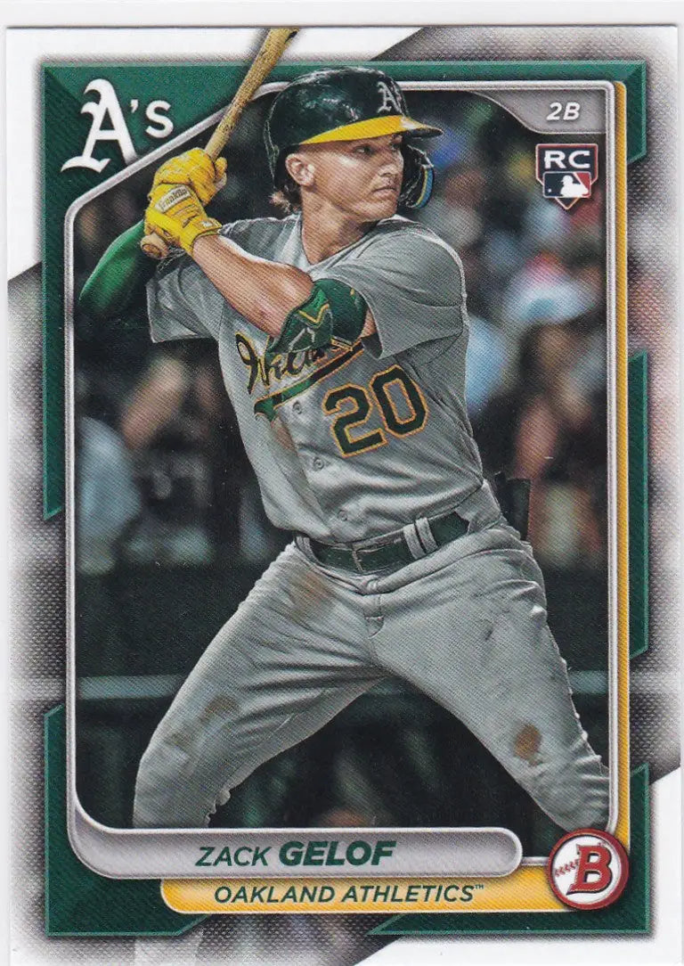 Zack Gelof RC baseball card from 2024 Bowman Oakland Athletics series