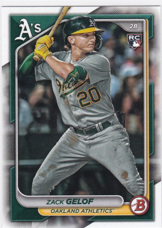 Zack Gelof RC baseball card from 2024 Bowman Oakland Athletics series