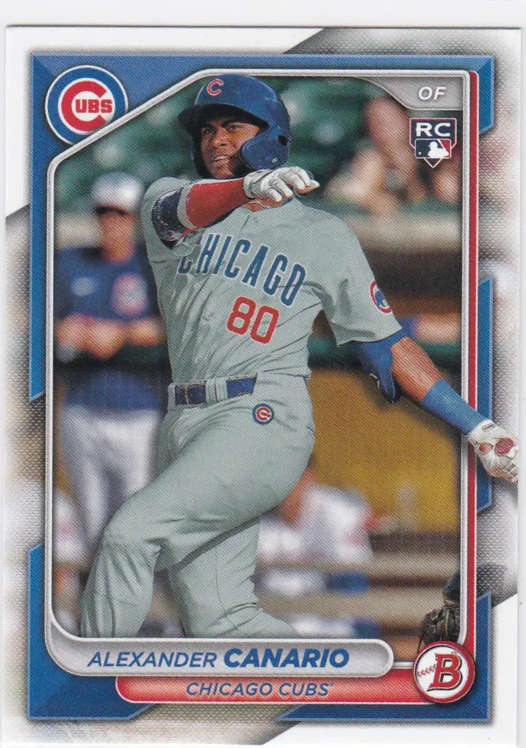 Alexander Canario RC baseball card featuring Chicago Cubs in 2024 Bowman #21