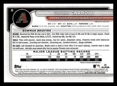 2024 Bowman #25 Corbin Carroll - Baseball Card Single