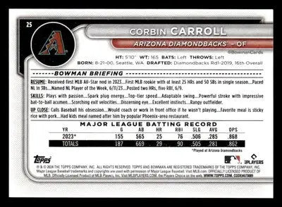 2024 Bowman #25 Corbin Carroll - Baseball Card Single