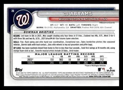 2024 Bowman #26 CJ Abrams - Baseball Card Single