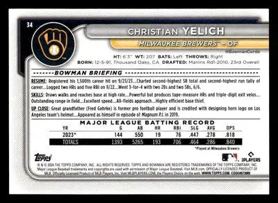 2024 Bowman #34 Christian Yelich - Baseball Card Single