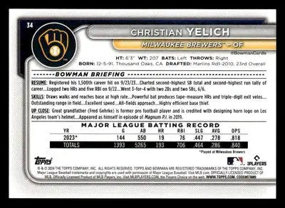 2024 Bowman #34 Christian Yelich