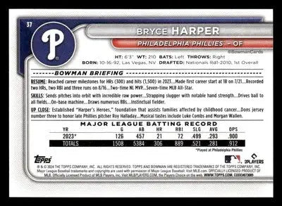 2024 Bowman #37 Bryce Harper - Baseball Card Single