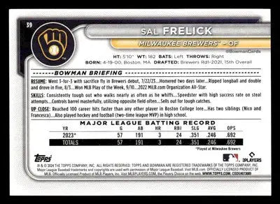 2024 Bowman #39 Sal Frelick - Baseball Card Single