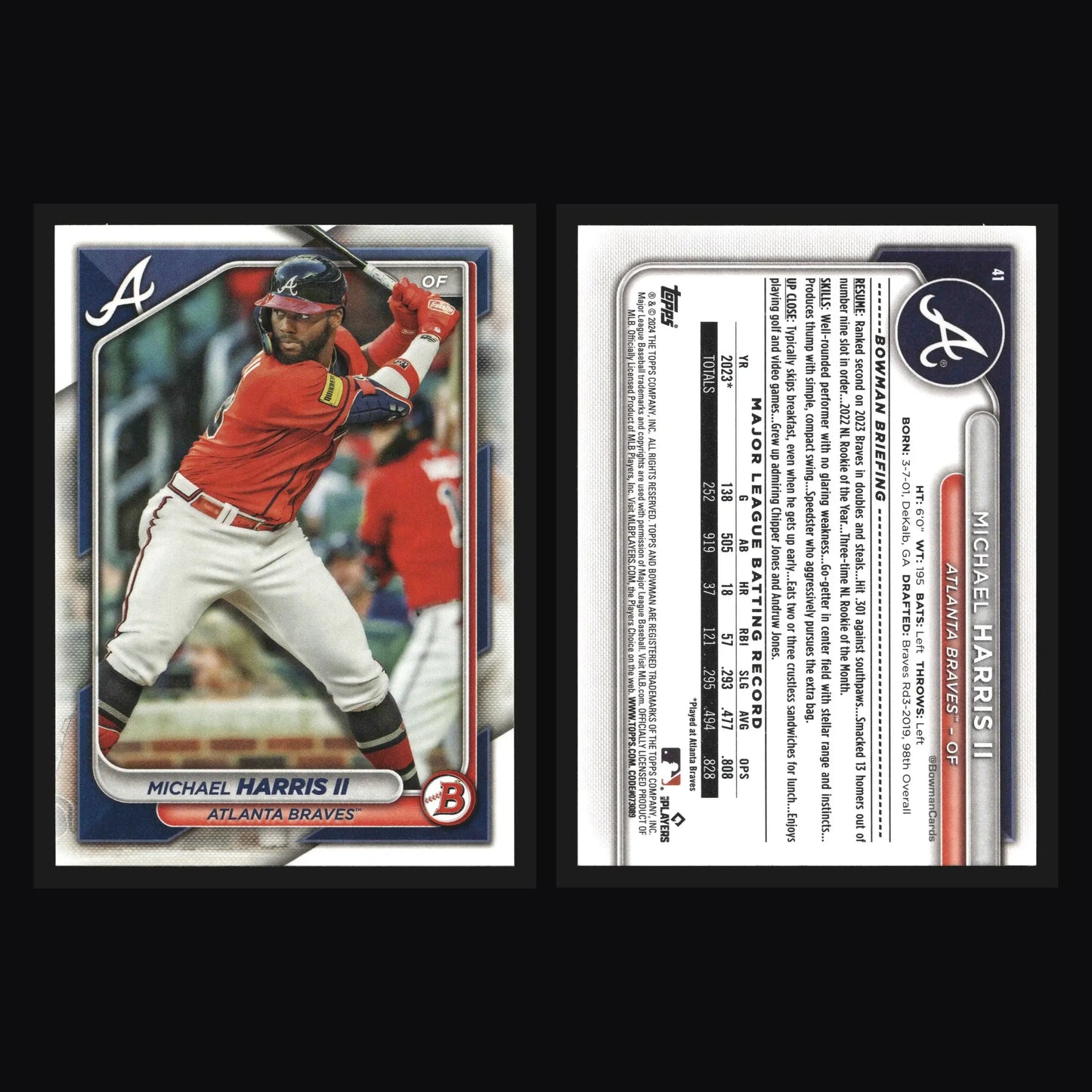 2024 Bowman #41 Michael Harris II Atlanta Braves - Baseball Card Single