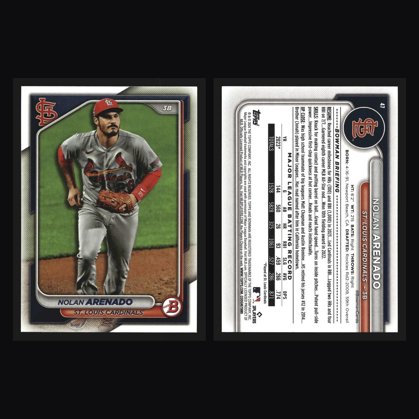 2024 Bowman #47 Nolan Arenado St. Louis Cardinals - Baseball Card Single