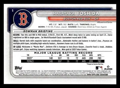 2024 Bowman #5 Masataka Yoshida - Baseball Card Single