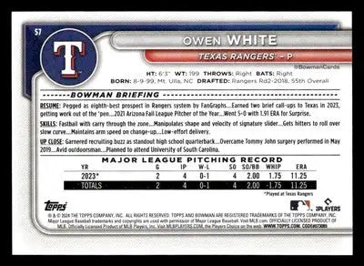 2024 Bowman #57 Owen White - Baseball Card Single