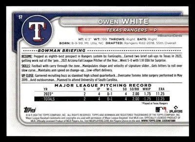 2024 Bowman #57 Owen White - Baseball Card Single