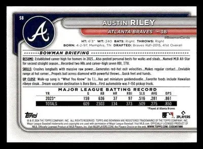 2024 Bowman #58 Austin Riley