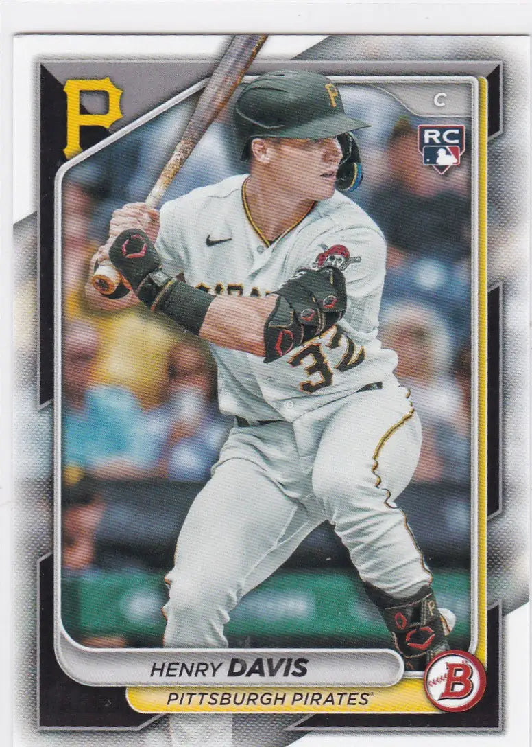 2024 Bowman Henry Davis RC baseball card featuring Pittsburgh Pirates player Henry Davis