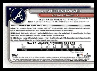 2024 Bowman #63 AJ Smith-Shawver - Baseball Card Single