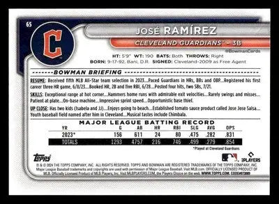 2024 Bowman #65 José Ramírez - Baseball Card Single