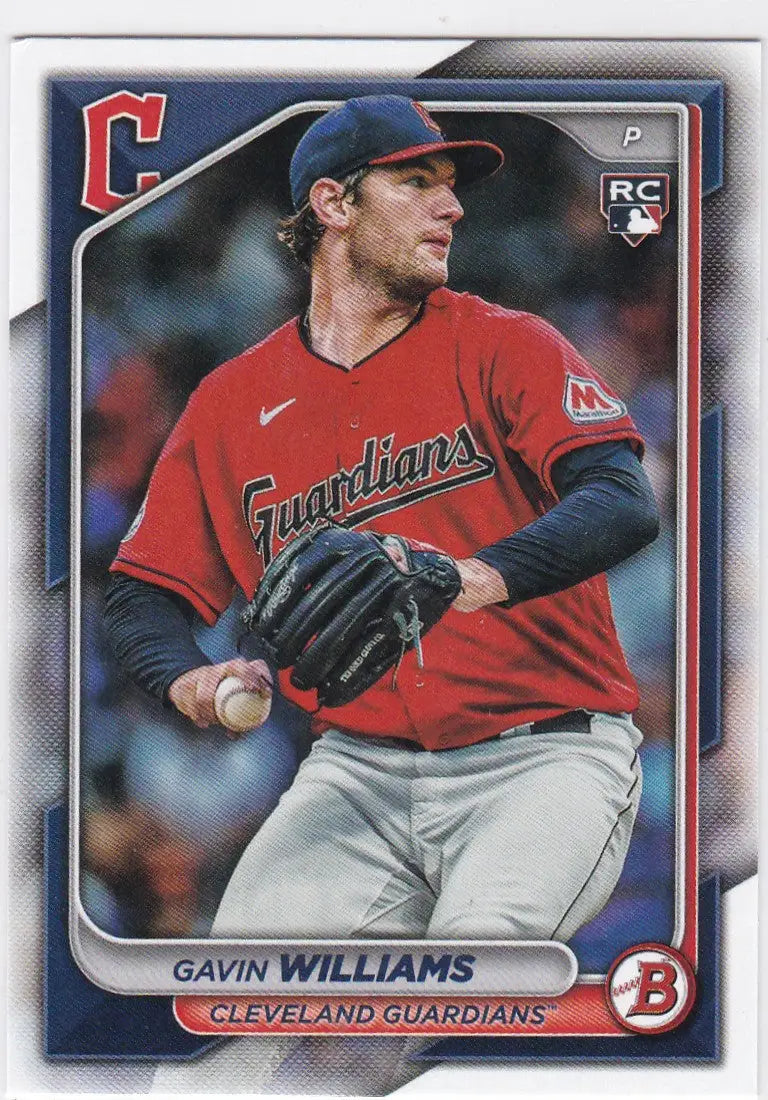 Gavin Williams baseball card from 2024 Bowman #66 Cleveland Guardians Williams RC