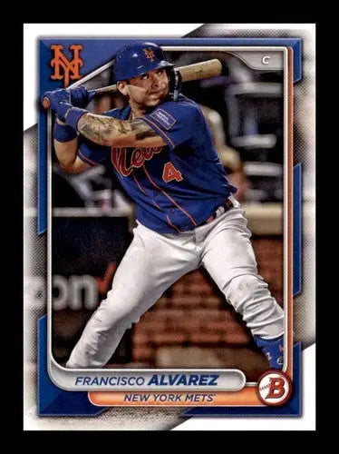 Original gloss Francisco Alvarez baseball card 2024 Bowman #75 NM-MT Mets ID 70694
