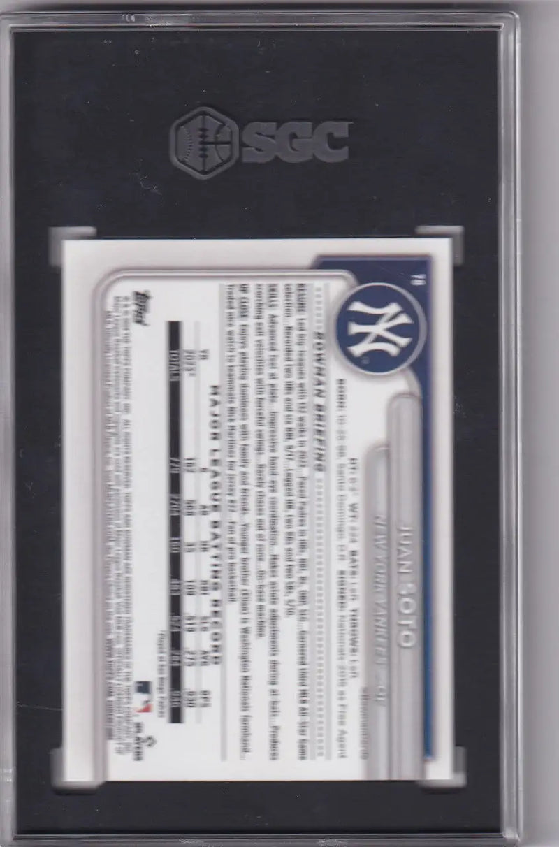 Graded Juan Soto baseball card, 2024 Bowman #78, SGC 10 for collectors