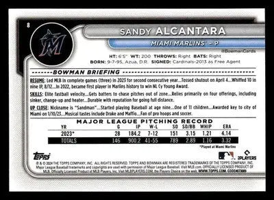2024 Bowman #8 Sandy Alcantara - Baseball Card Single